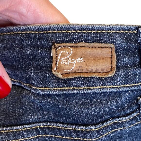 Paige Canyon Shorts Women's Bermuda Mid-Rise Medium Washed Denim Blue Size 27 - Picture 8 of 13